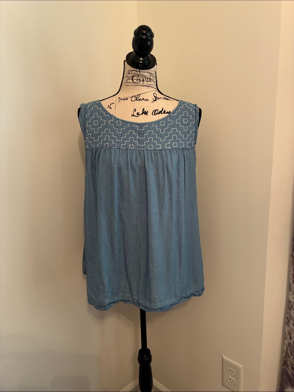 Loft Chambray Embroidered Blouse